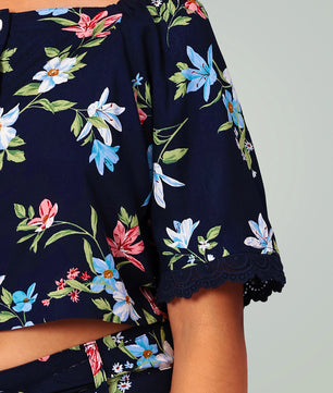 Girls Printed Rayon Top and Palazzo Set