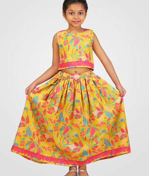 Girls Lehenga Choli in Linen Cotton