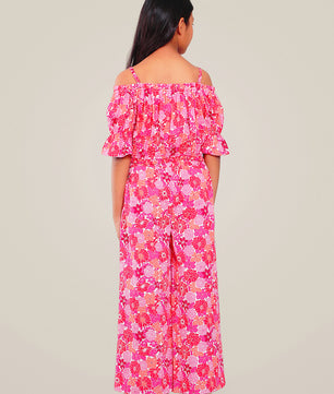 Girls Multicolored Printed Cotton Top and Palazzo Set