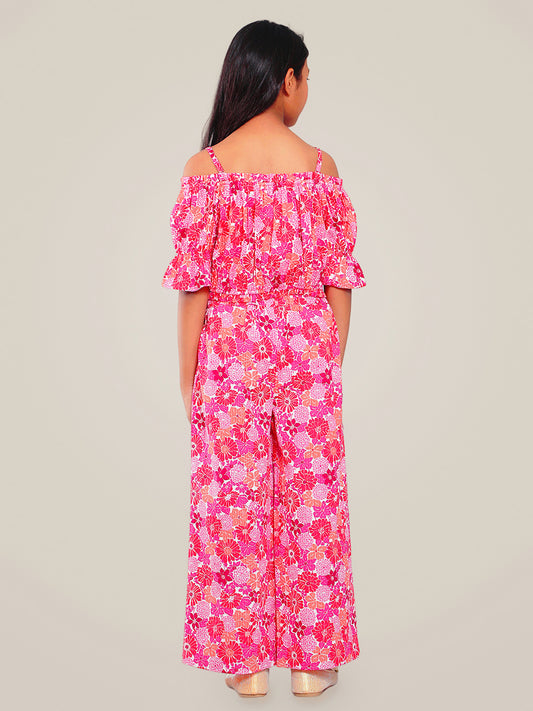 Girls Multicolored Printed Cotton Top and Palazzo Set