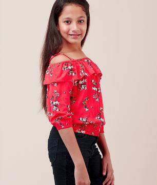 Girls Printed Rayon Top