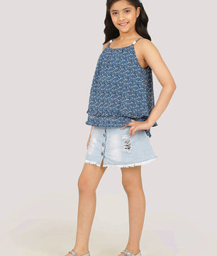 Girls Blue Georgette Top