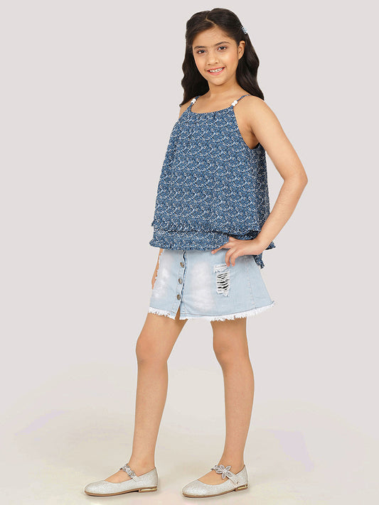 Girls Blue Georgette Top
