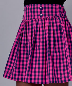 Girls Plaid Skirt in Blue and Pink