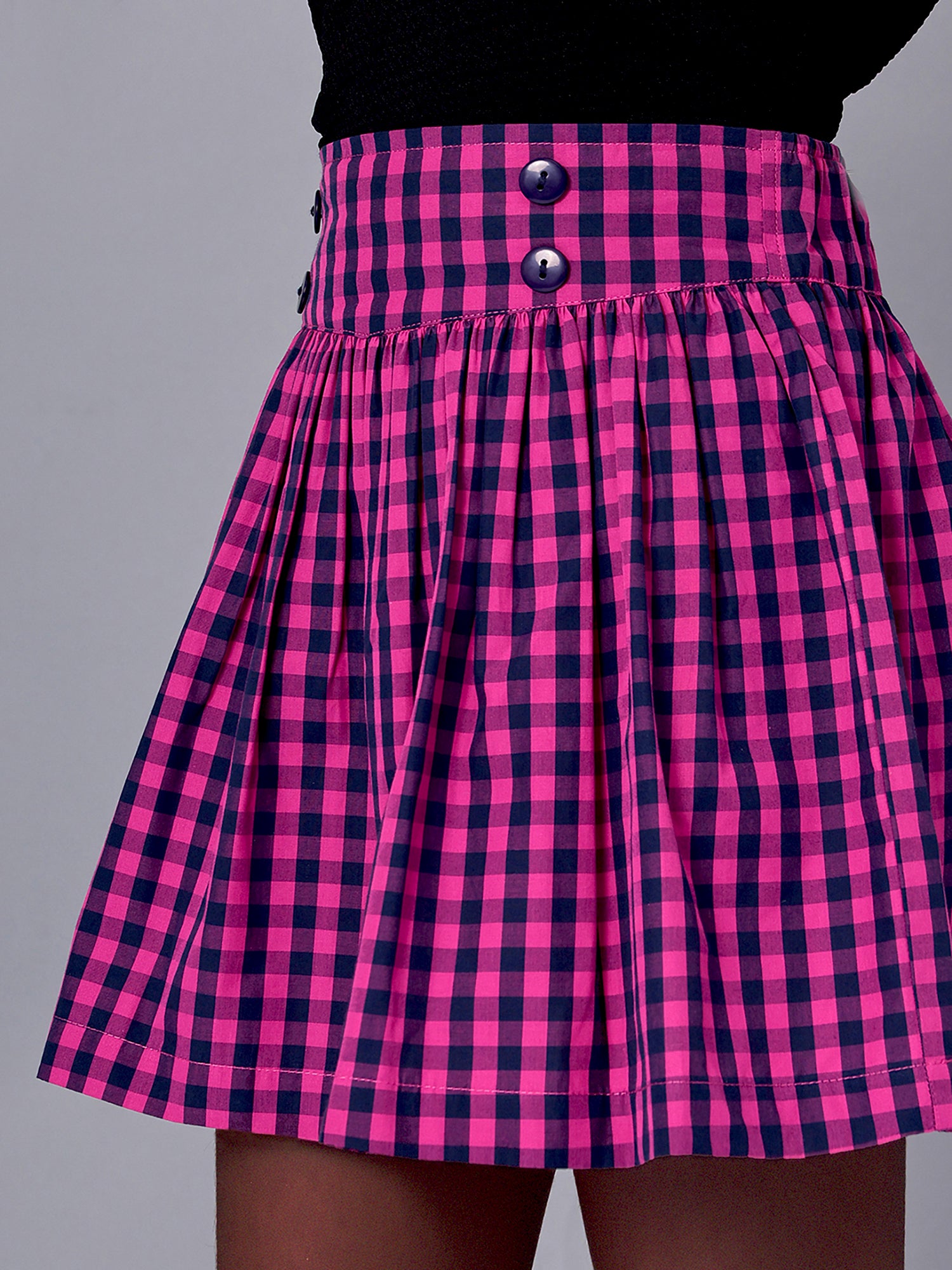 Girls Plaid Skirt in Blue and Pink