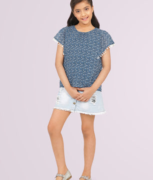 Girls Blue Georgette Top