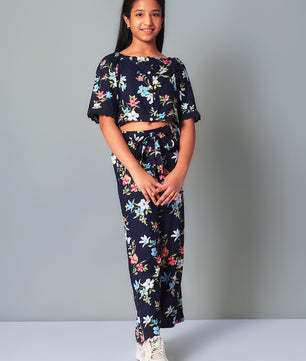 Girls Printed Rayon Top and Palazzo Set