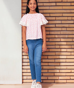 Girls Polka Dotted Rayon Top