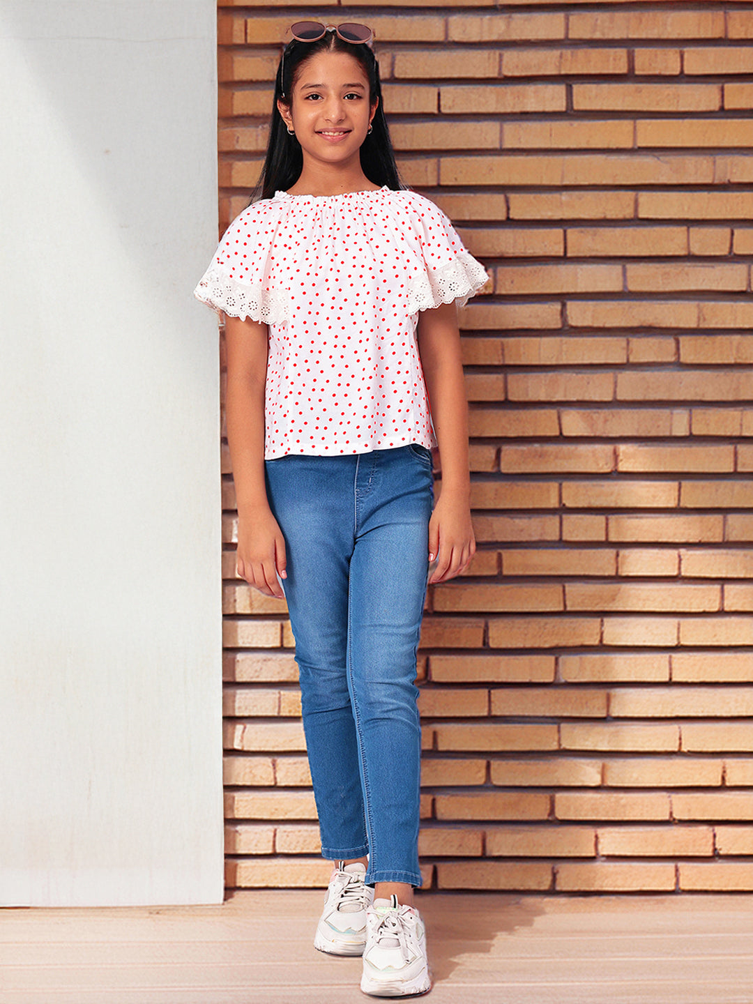 Girls Polka Dotted Rayon Top