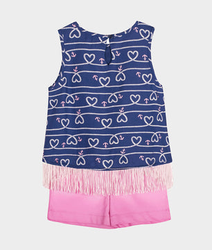 Girls Sailor Print Clothing Set