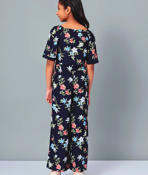 Girls Printed Rayon Top and Palazzo Set