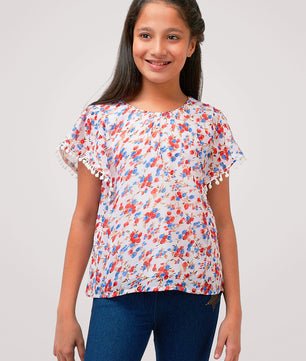 Girls Printed Georgette Top