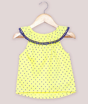 Girls Neck Frill Cotton Top