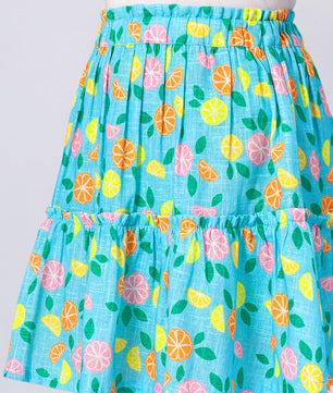 Girls Tiered Skirt in Printed Cotton
