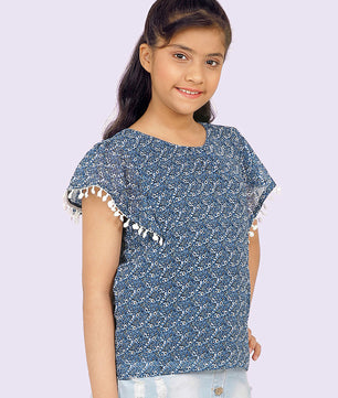 Girls Blue Georgette Top