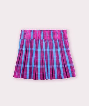 Girls Plaid Skirt in Wine and Blue Checks