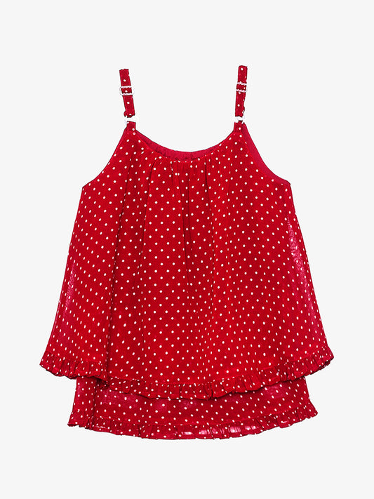 Girls Red Polka Dot Top