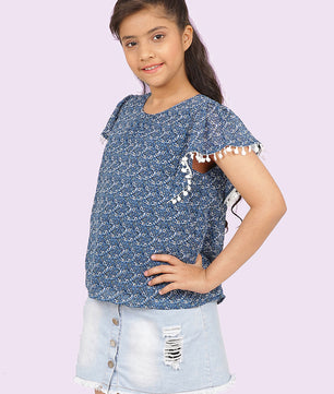 Girls Blue Georgette Top