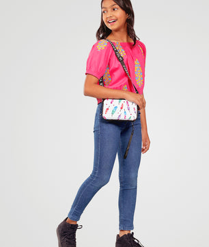 Girls Pink Printed Cotton Top
