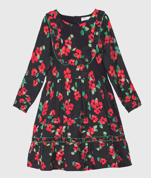 Girls Floral Print Long Sleeve Dress