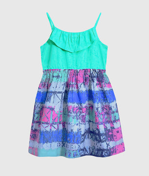 Girls Ruffle Neck Dress