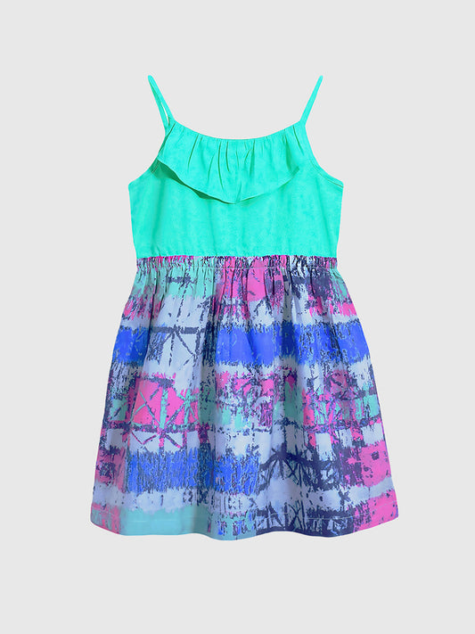 Girls Ruffle Neck Dress