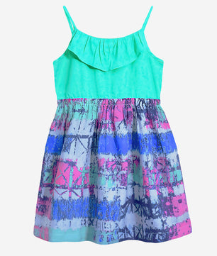 Girls Ruffle Neck Dress