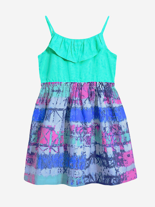Girls Ruffle Neck Dress