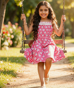 Girls Cat Print Cotton Dress