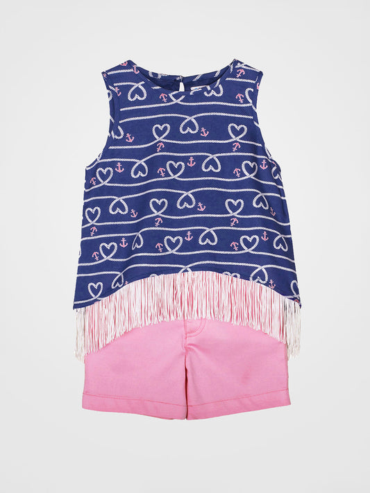 Girls Sailor Print Clothing Set