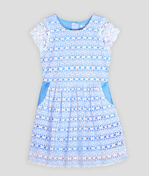 Girls Sky Blue Lace Dress