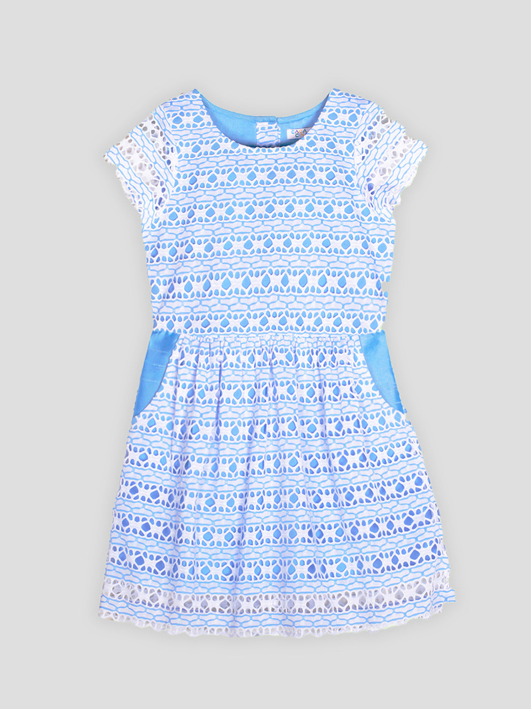 Girls Sky Blue Lace Dress
