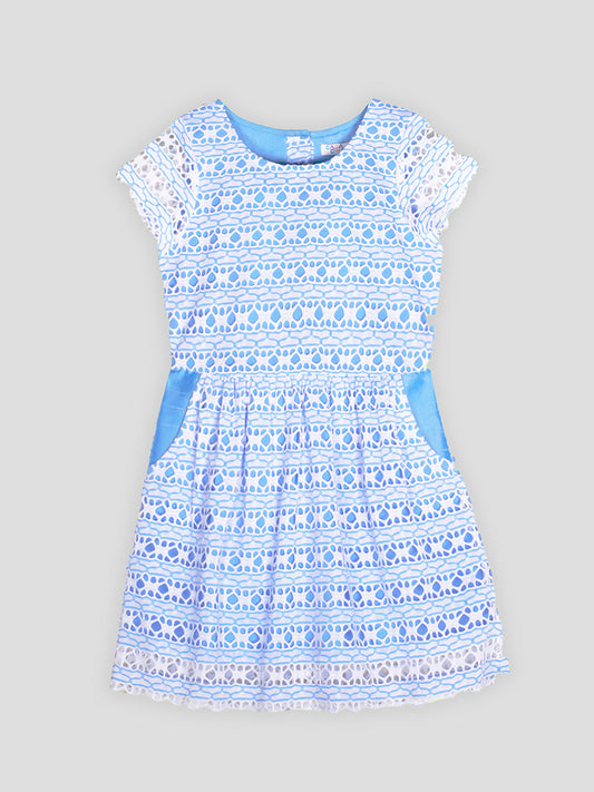 Girls Sky Blue Lace Dress