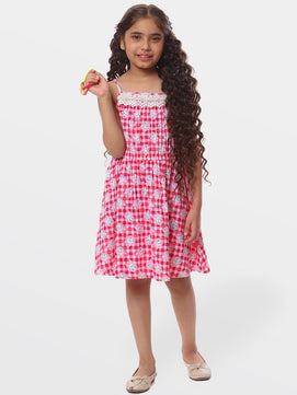 Girls Cat Print Cotton Dress