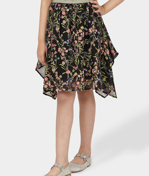 Girls Black Georgette Skirt