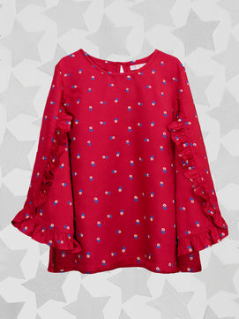 Girls Long Sleeves Rayon Top Maroon