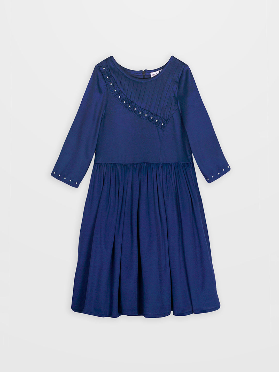 Girls Navy Blue Long Sleeves Dress