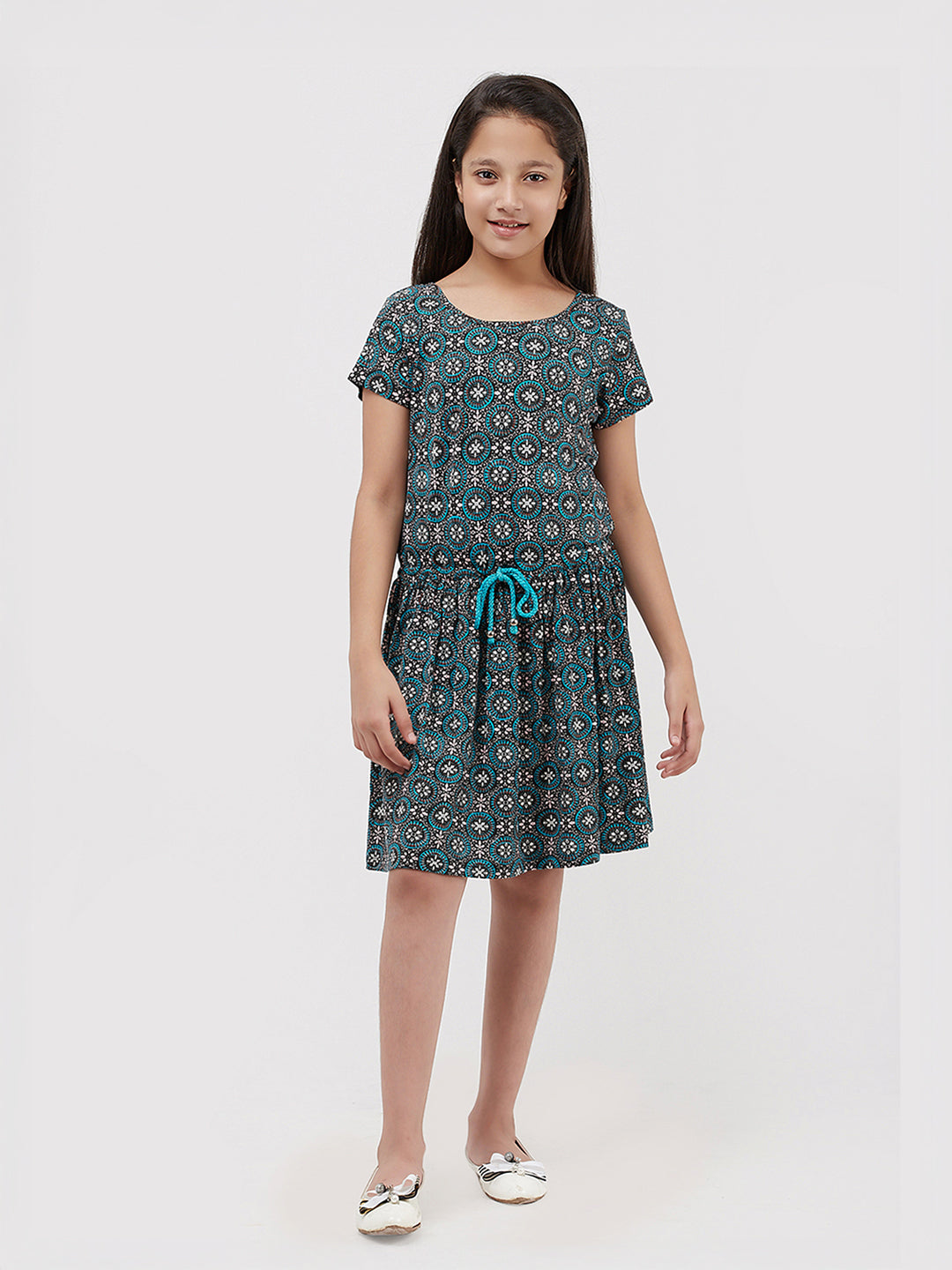 Girls Allover Print Jersey Dress