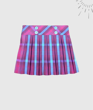 Girls Plaid Skirt in Wine and Blue Checks