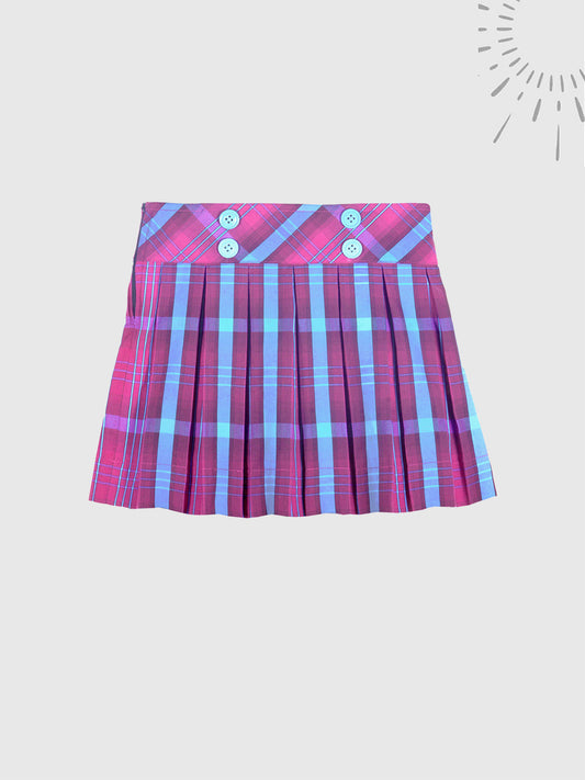 Girls Plaid Skirt in Wine and Blue Checks
