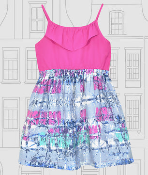 Girls Ruffle Neck Dress