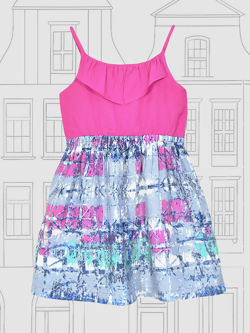 Girls Ruffle Neck Dress