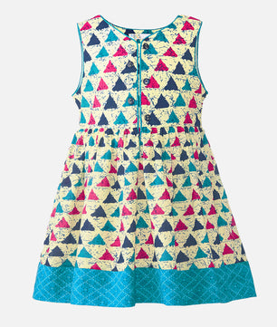 Girls Ethnic Print Cotton Dress