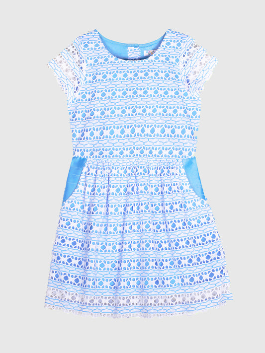 Girls Sky Blue Lace Dress