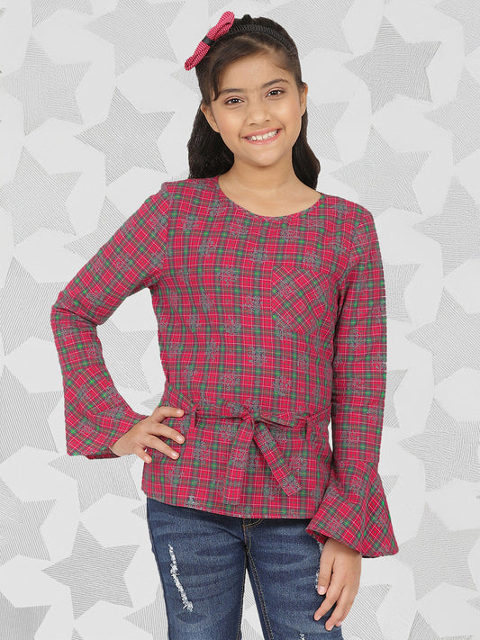 Girls Full Sleeves Top in Check