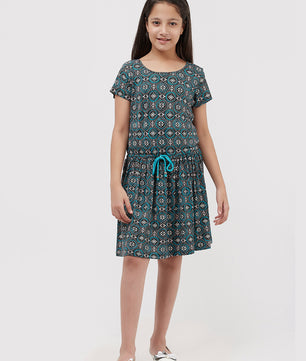 Girls Allover Print Jersey Dress