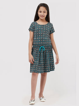 Girls Allover Print Jersey Dress