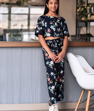 Girls Printed Rayon Top and Palazzo Set