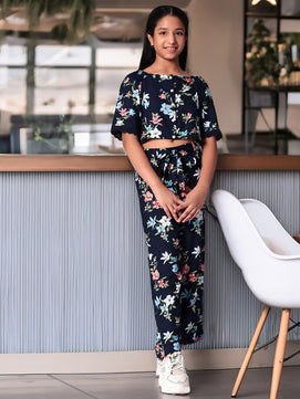 Girls Printed Rayon Top and Palazzo Set