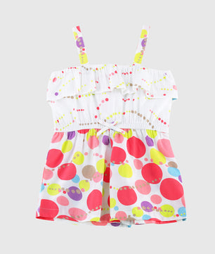 Girls Bubble Print Cotton Romper